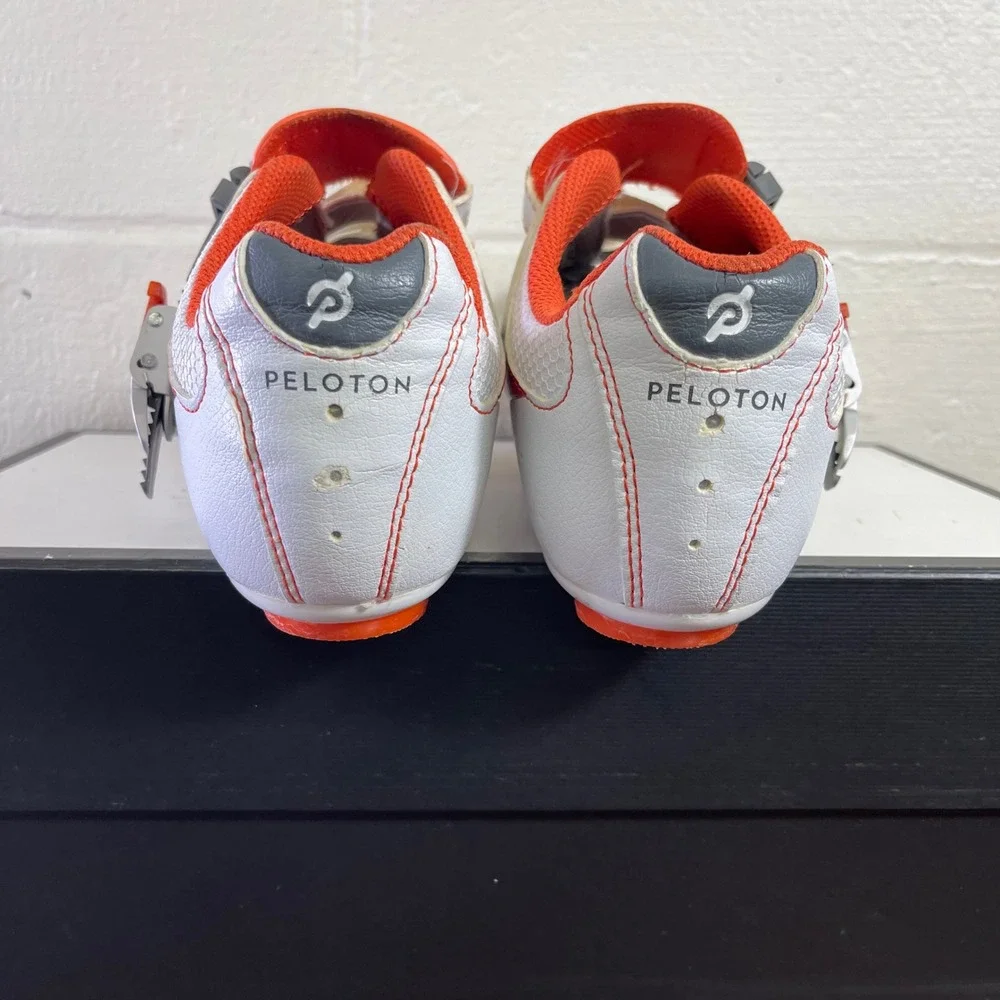 Peloton Cycling Indoor Shoes Bike Cleats White Orange Women's Size 9 US/40 EU